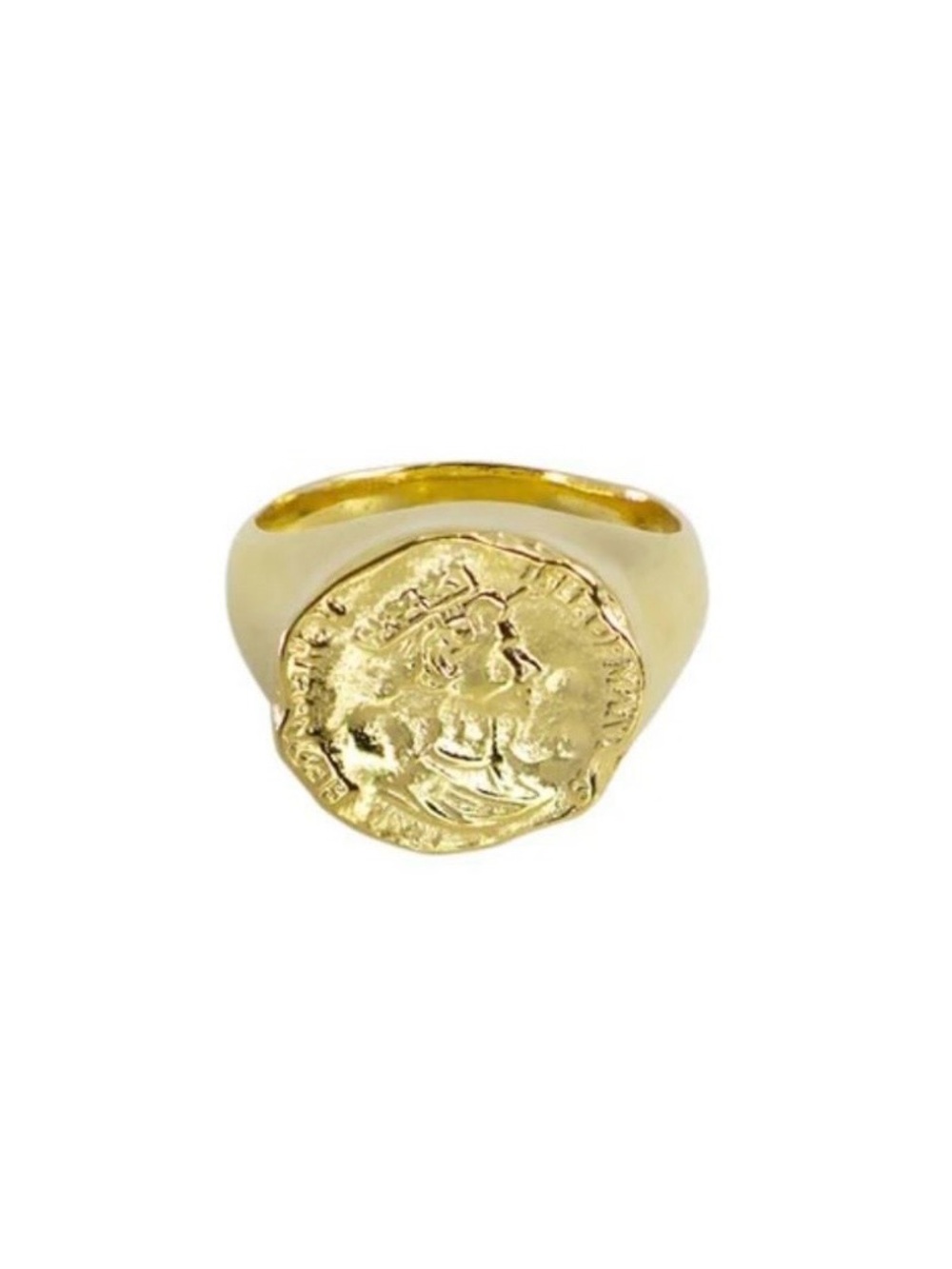 NEW✨ Invicta Angel x Mayamar Signet Coin Ring 14k Gold Size 6 / 6.5 MM-00517